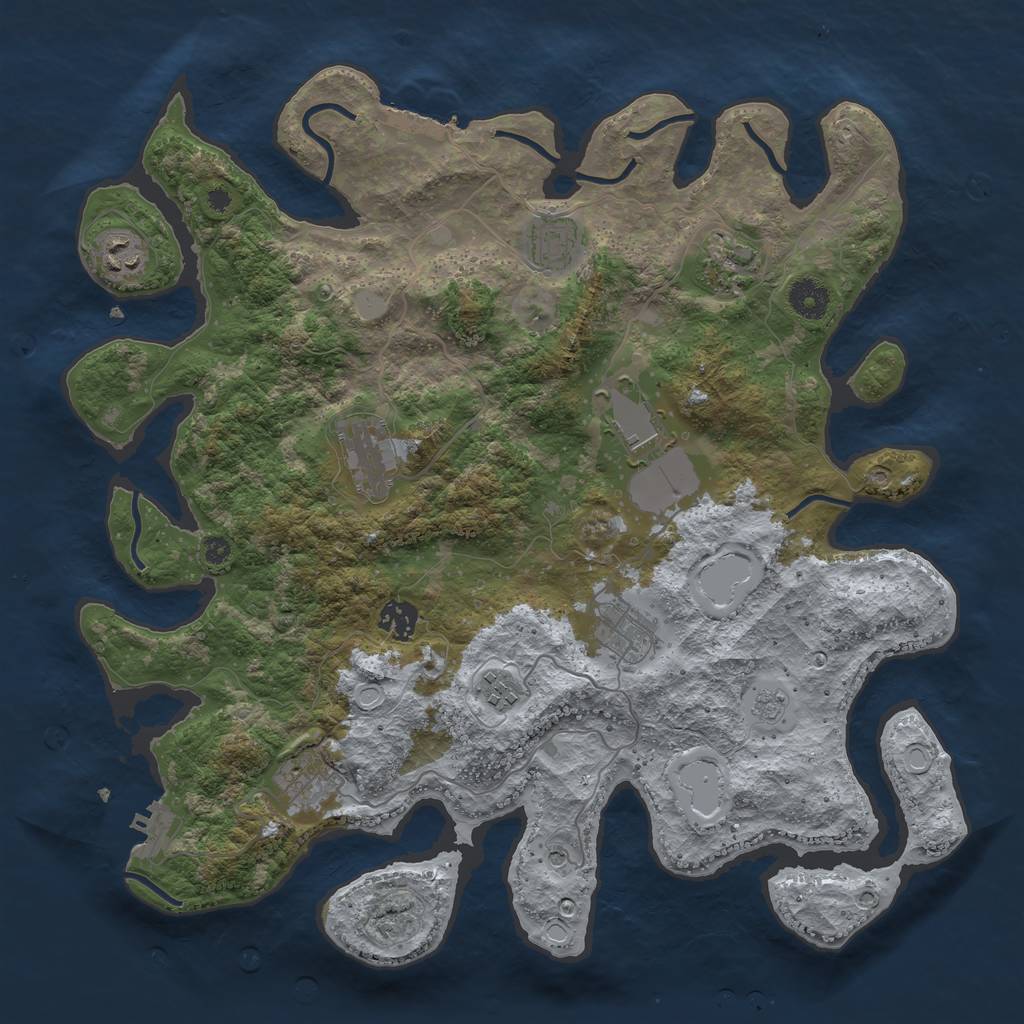 Rust Map: Procedural Map, Size: 3850, Seed: 769471646, 16 Monuments