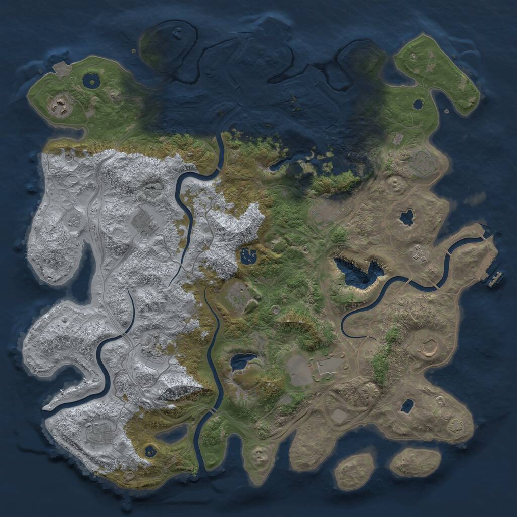 Rust Map: Procedural Map, Size: 4500, Seed: 27, 17 Monuments