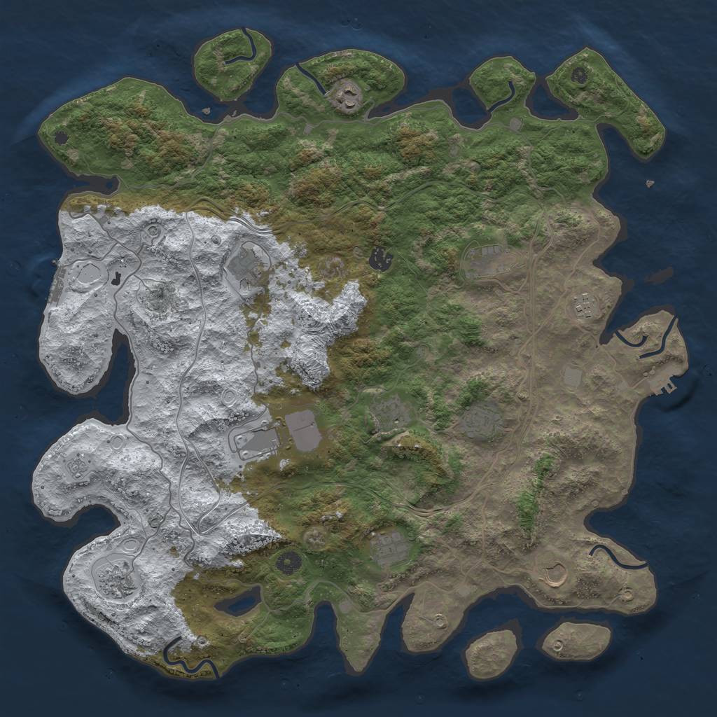 Rust Map: Procedural Map, Size: 4500, Seed: 27, 20 Monuments