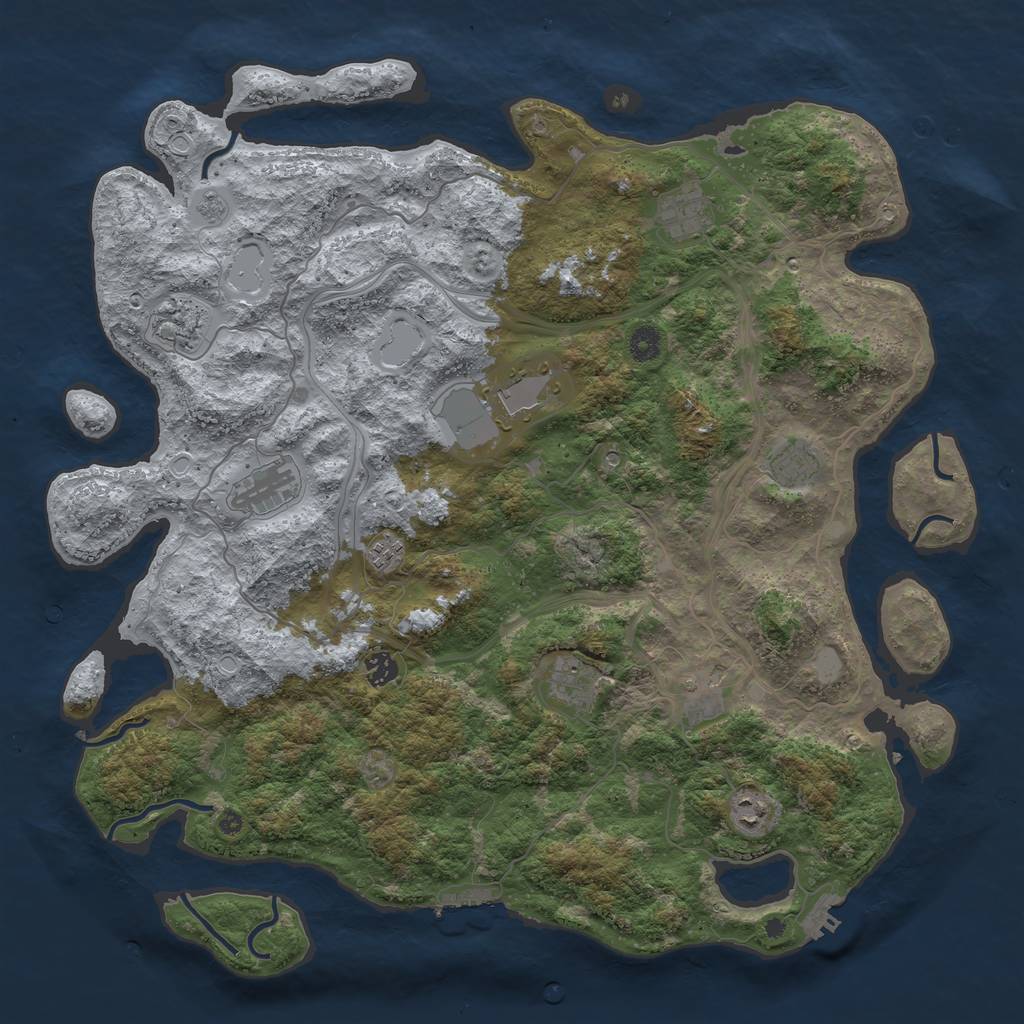 Rust Map: Procedural Map, Size: 4500, Seed: 1396009717, 17 Monuments