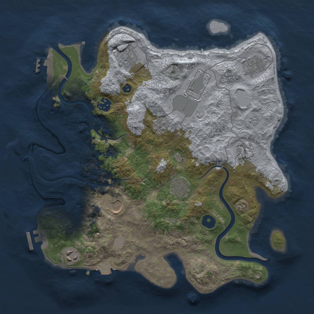 Rust Map: Procedural Map, Size: 3500, Seed: 2002042917, 15 Monuments