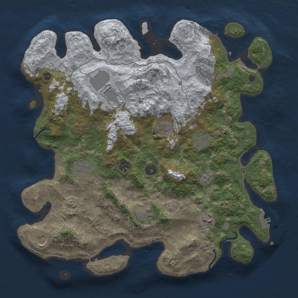 Rust Map: Procedural Map, Size: 4000, Seed: 28216, 19 Monuments