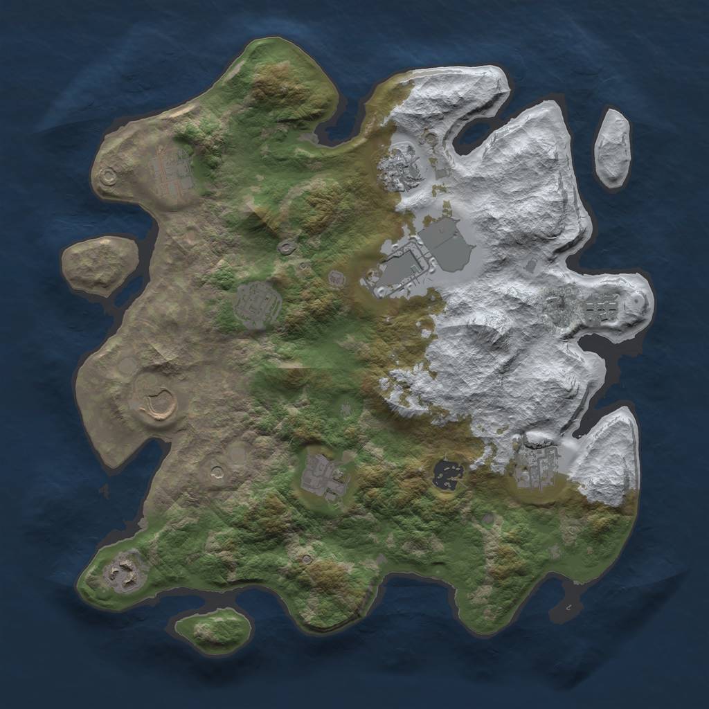 Rust Map: Barren, Size: 3500, Seed: 899627147, 13 Monuments