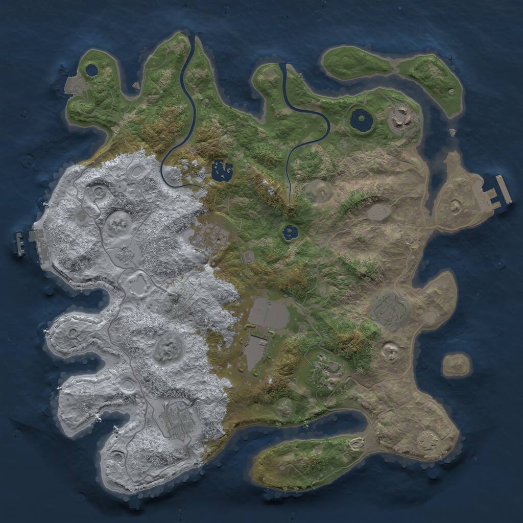 Rust Map: Procedural Map, Size: 3500, Seed: 1522165127, 13 Monuments