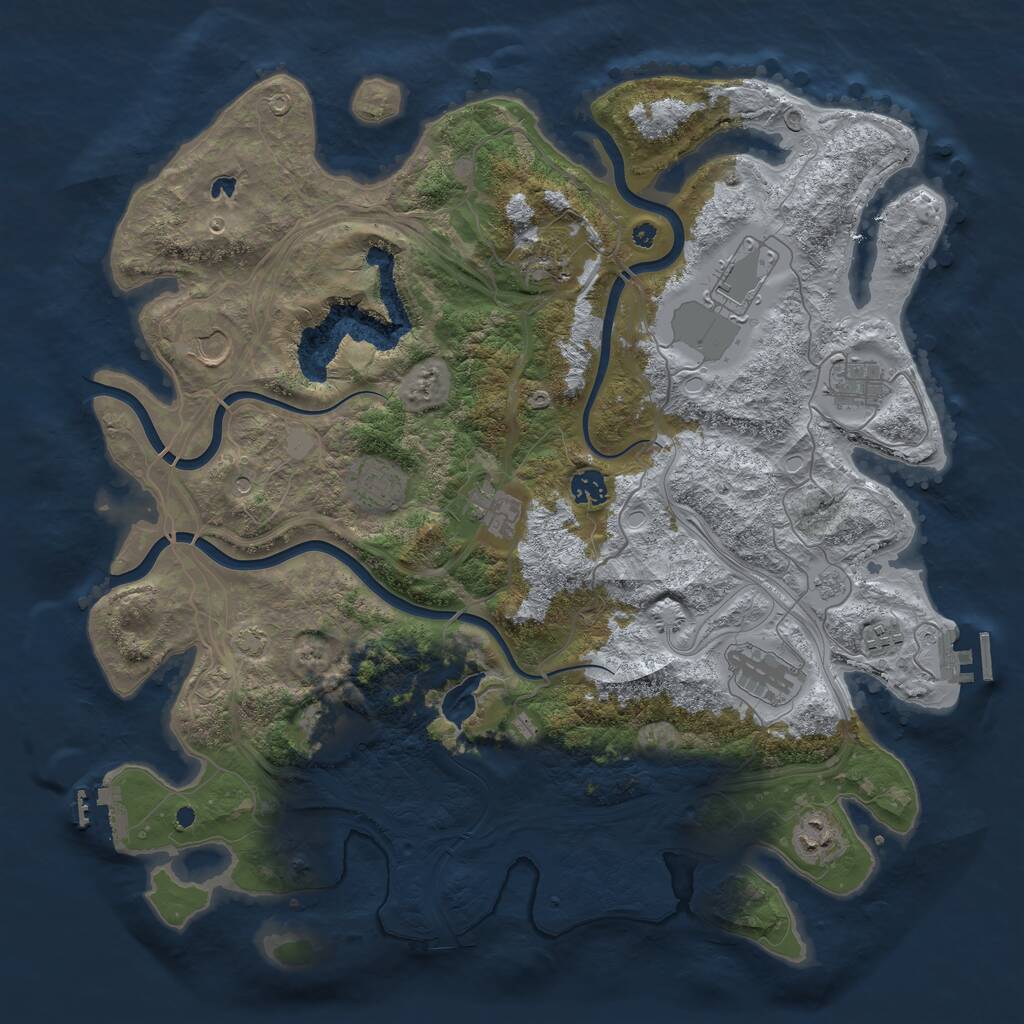 Rust Map: Procedural Map, Size: 4250, Seed: 52246850, 17 Monuments