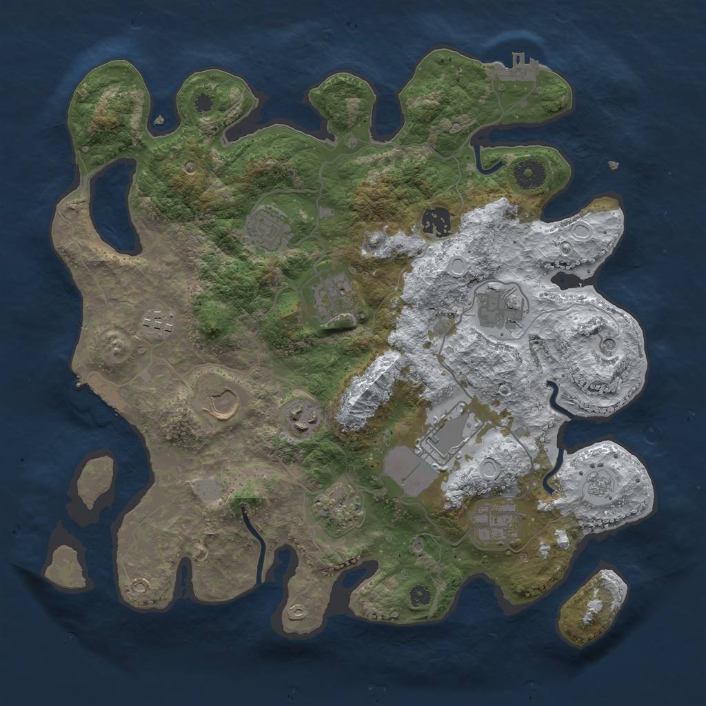 Rust Map: Procedural Map, Size: 3500, Seed: 1900068059, 19 Monuments