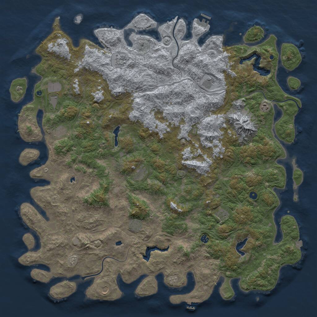 Rust Map: Procedural Map, Size: 6000, Seed: 84577, 17 Monuments