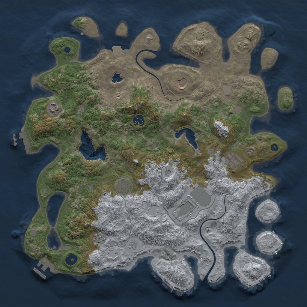 Rust Map: Procedural Map, Size: 4000, Seed: 607498804, 13 Monuments