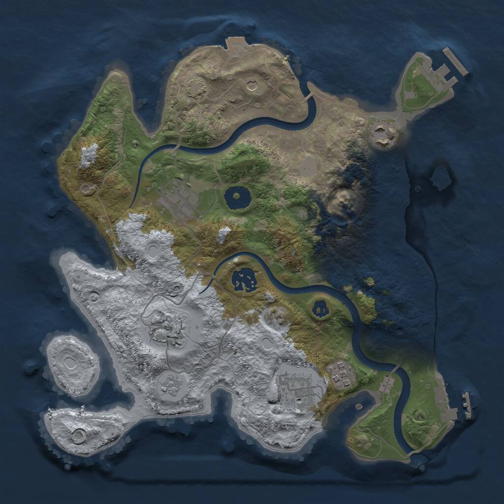 Rust Map: Procedural Map, Size: 3000, Seed: 1386702131, 12 Monuments