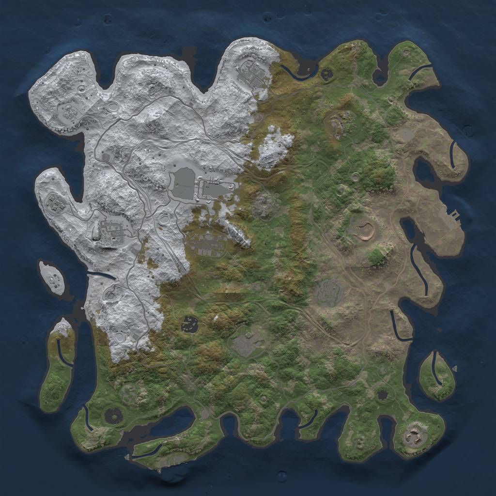 Rust Map: Procedural Map, Size: 4250, Seed: 1037949826, 20 Monuments