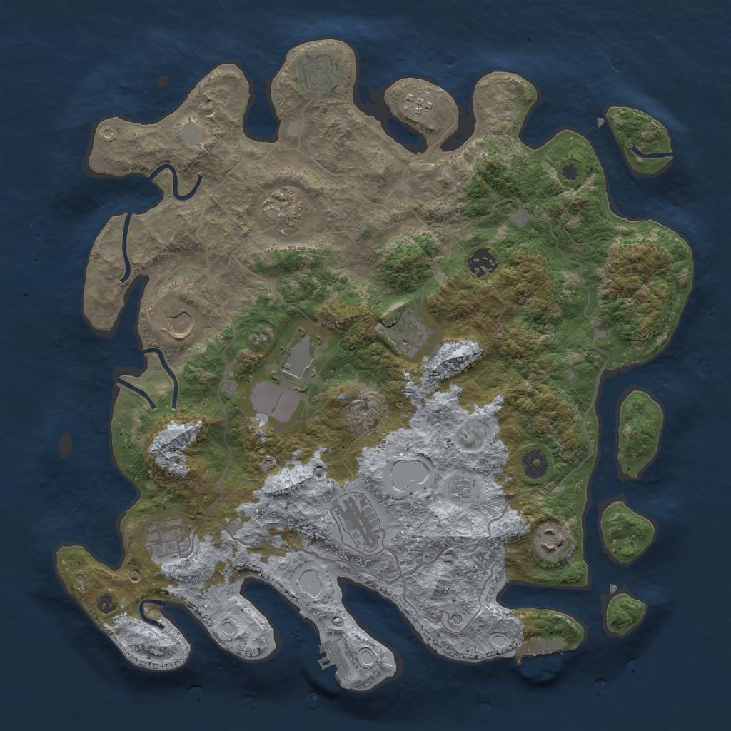 Rust Map: Procedural Map, Size: 4000, Seed: 1543342, 17 Monuments