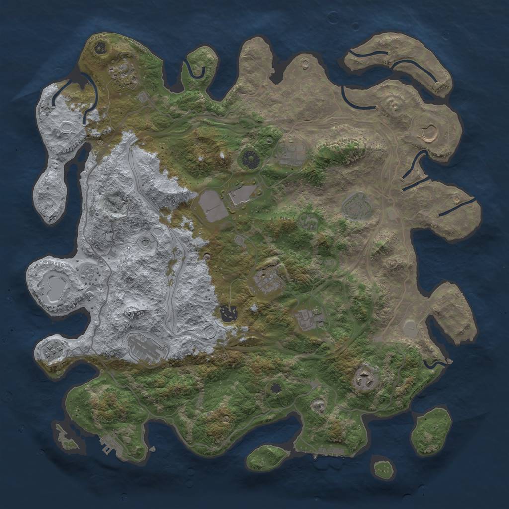 Rust Map: Procedural Map, Size: 4250, Seed: 813639047, 18 Monuments