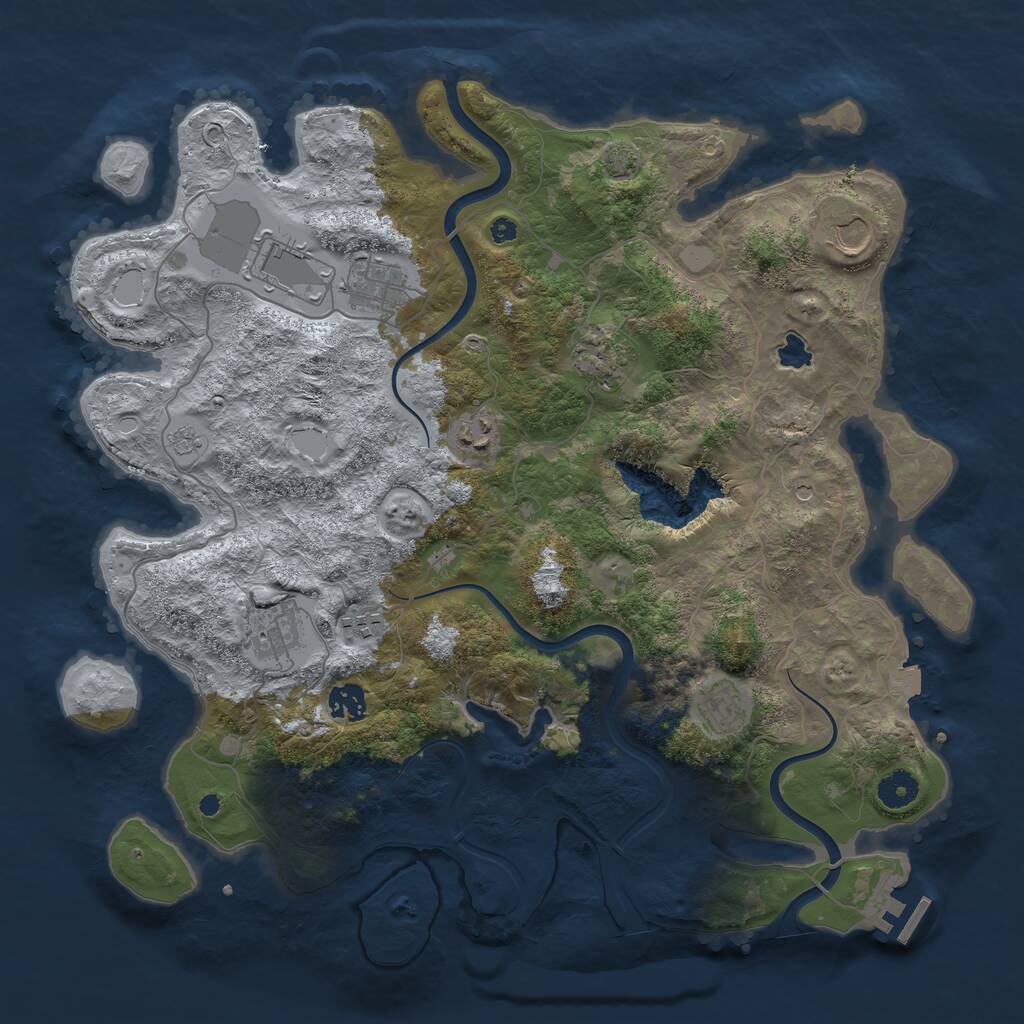 Rust Map: Procedural Map, Size: 4000, Seed: 683130, 14 Monuments
