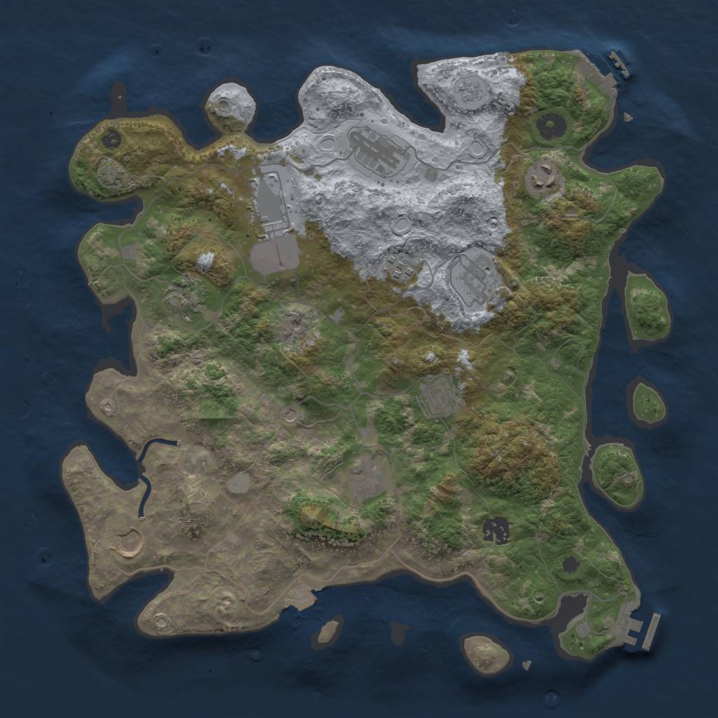 Rust Map: Procedural Map, Size: 3800, Seed: 6823457, 18 Monuments