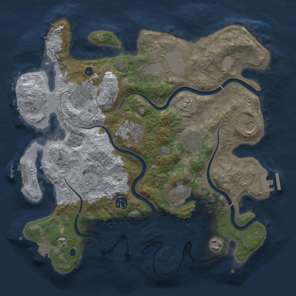 Rust Map: Procedural Map, Size: 3500, Seed: 2042544466, 15 Monuments