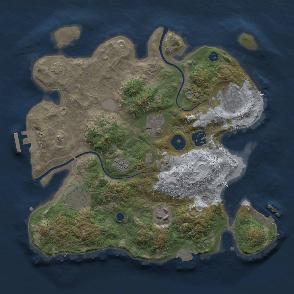 Rust Map: Procedural Map, Size: 3000, Seed: 593717415, 11 Monuments