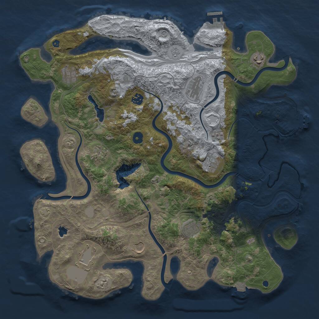 Rust Map: Procedural Map, Size: 4250, Seed: 507074352, 16 Monuments