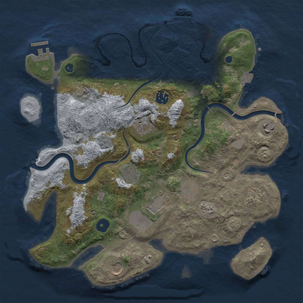 Rust Map: Procedural Map, Size: 3500, Seed: 946771096, 15 Monuments