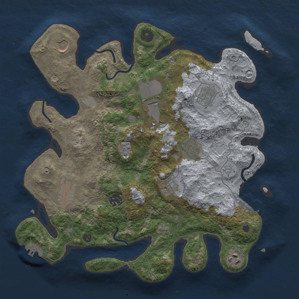 Rust Map: Procedural Map, Size: 3500, Seed: 656144, 16 Monuments