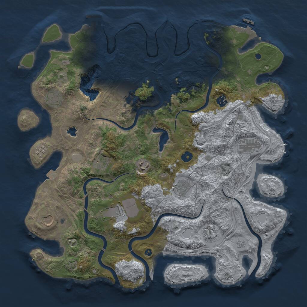Rust Map: Procedural Map, Size: 4250, Seed: 1130952403, 17 Monuments