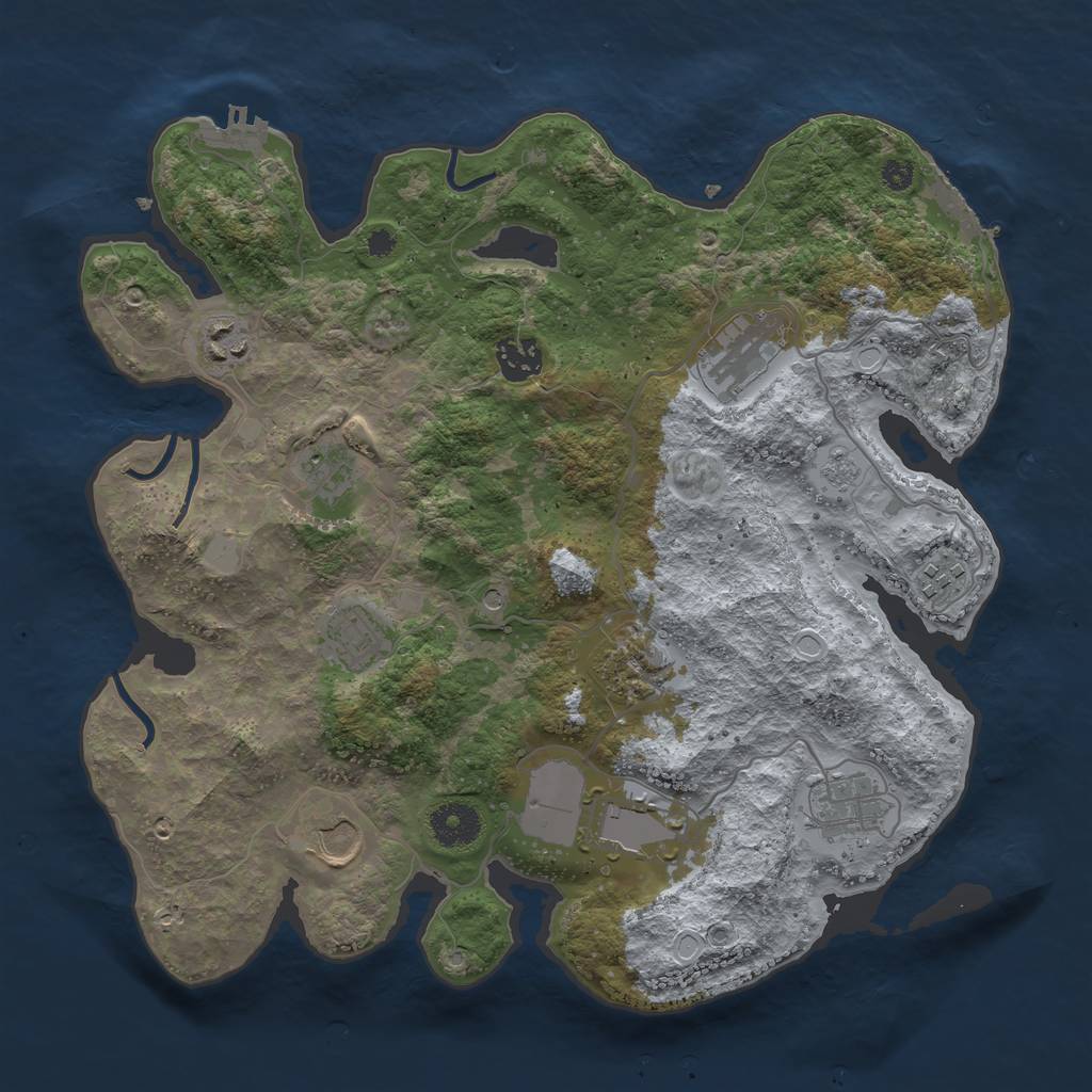 Rust Map: Procedural Map, Size: 3500, Seed: 1808067916, 17 Monuments
