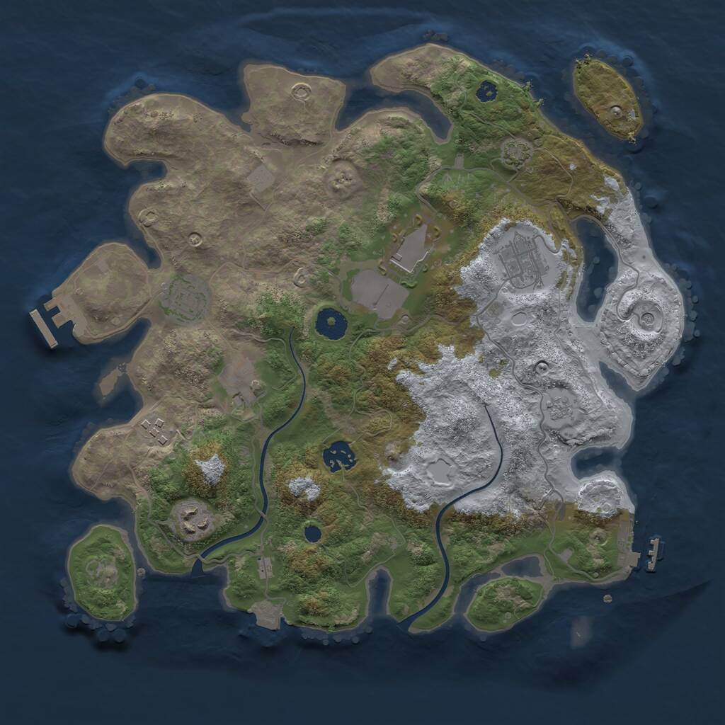 Rust Map: Procedural Map, Size: 3500, Seed: 656141, 13 Monuments