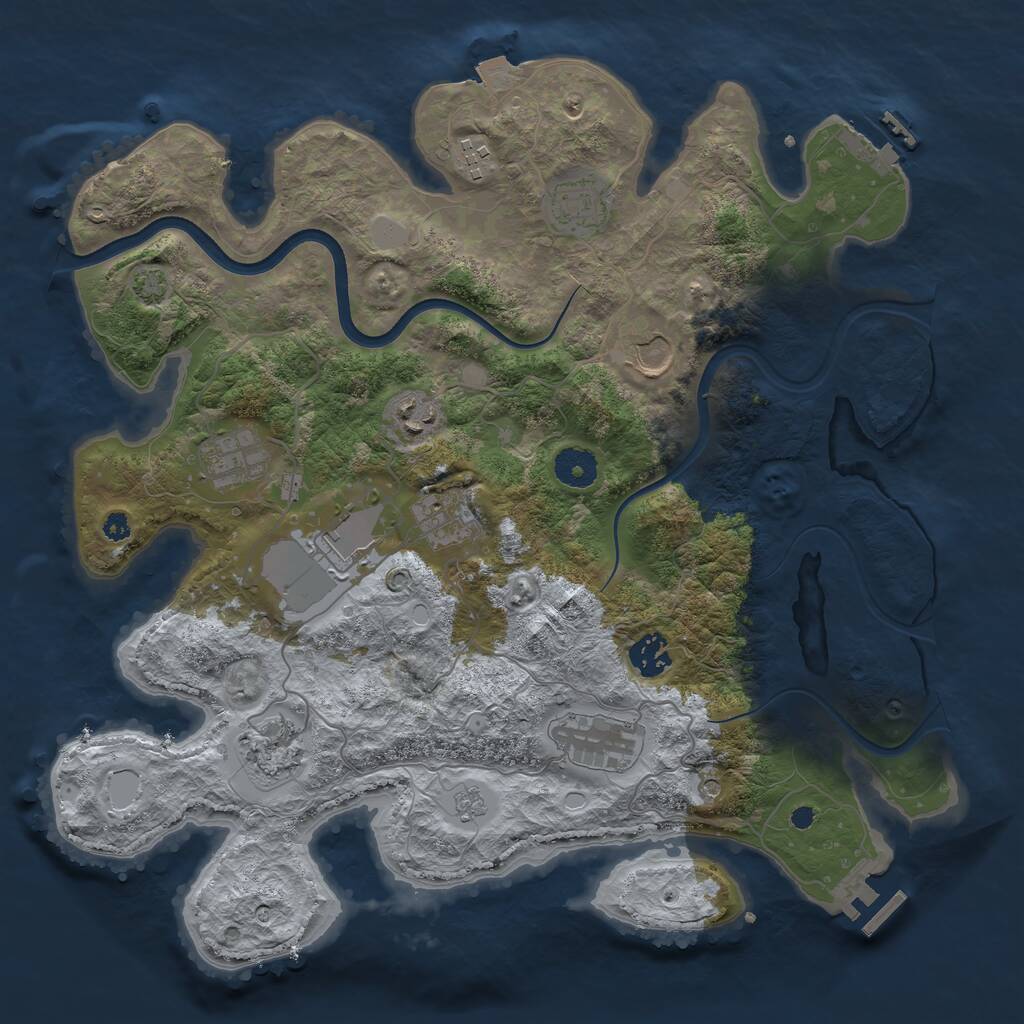 Rust Map: Procedural Map, Size: 3700, Seed: 33523507, 16 Monuments