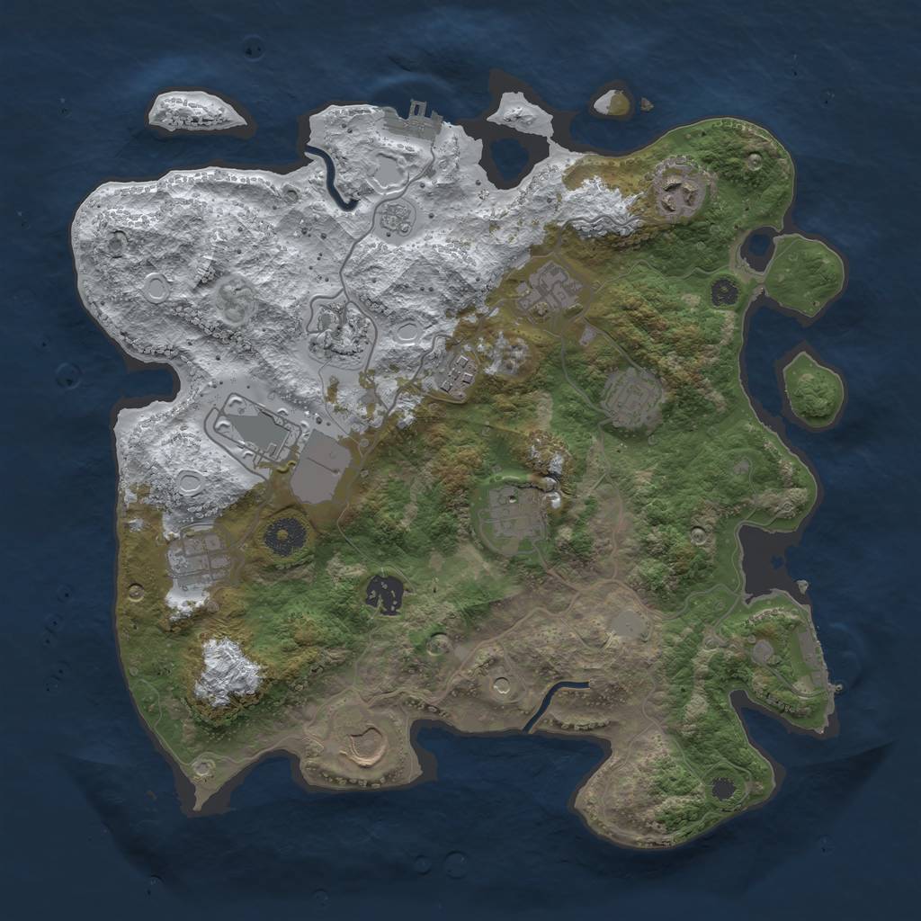 Rust Map: Procedural Map, Size: 3500, Seed: 756614, 19 Monuments
