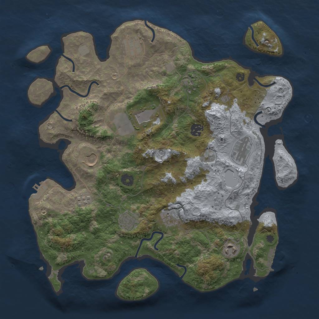 Rust Map: Procedural Map, Size: 3700, Seed: 1793665, 17 Monuments