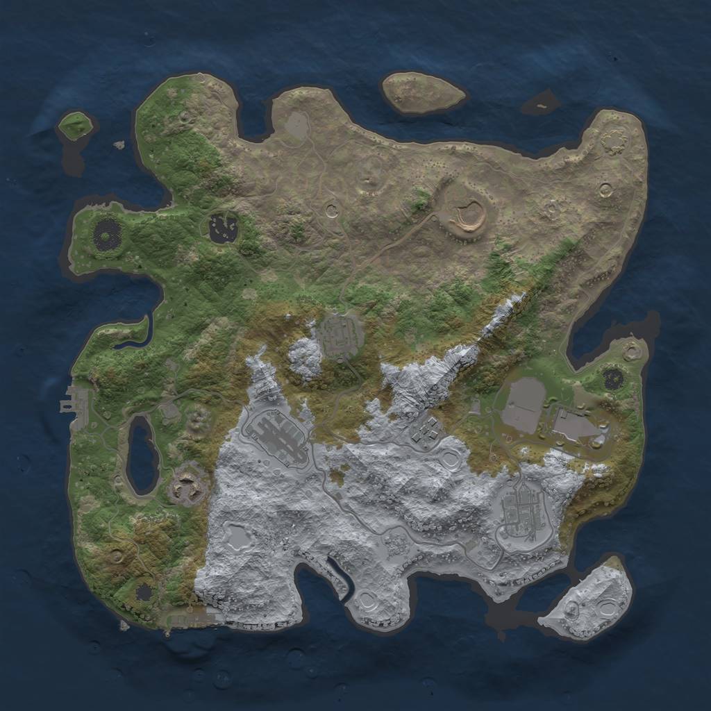 Rust Map: Procedural Map, Size: 3500, Seed: 58393958, 16 Monuments