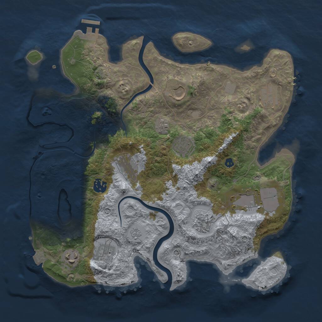 Rust Map: Procedural Map, Size: 3500, Seed: 58393958, 15 Monuments