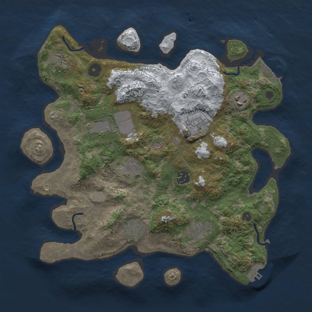 Rust Map: Procedural Map, Size: 3500, Seed: 1138831058, 17 Monuments