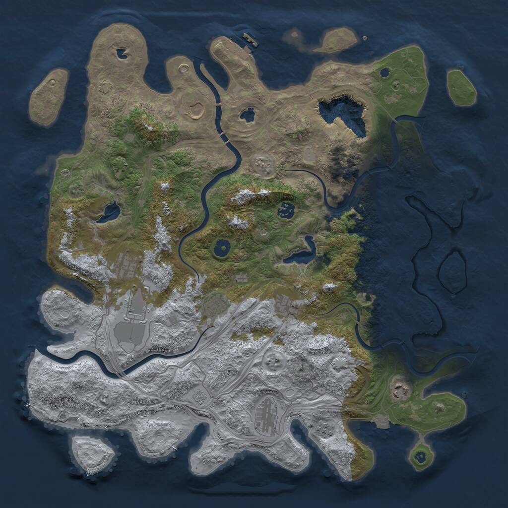 Rust Map: Procedural Map, Size: 4500, Seed: 1263586642, 15 Monuments