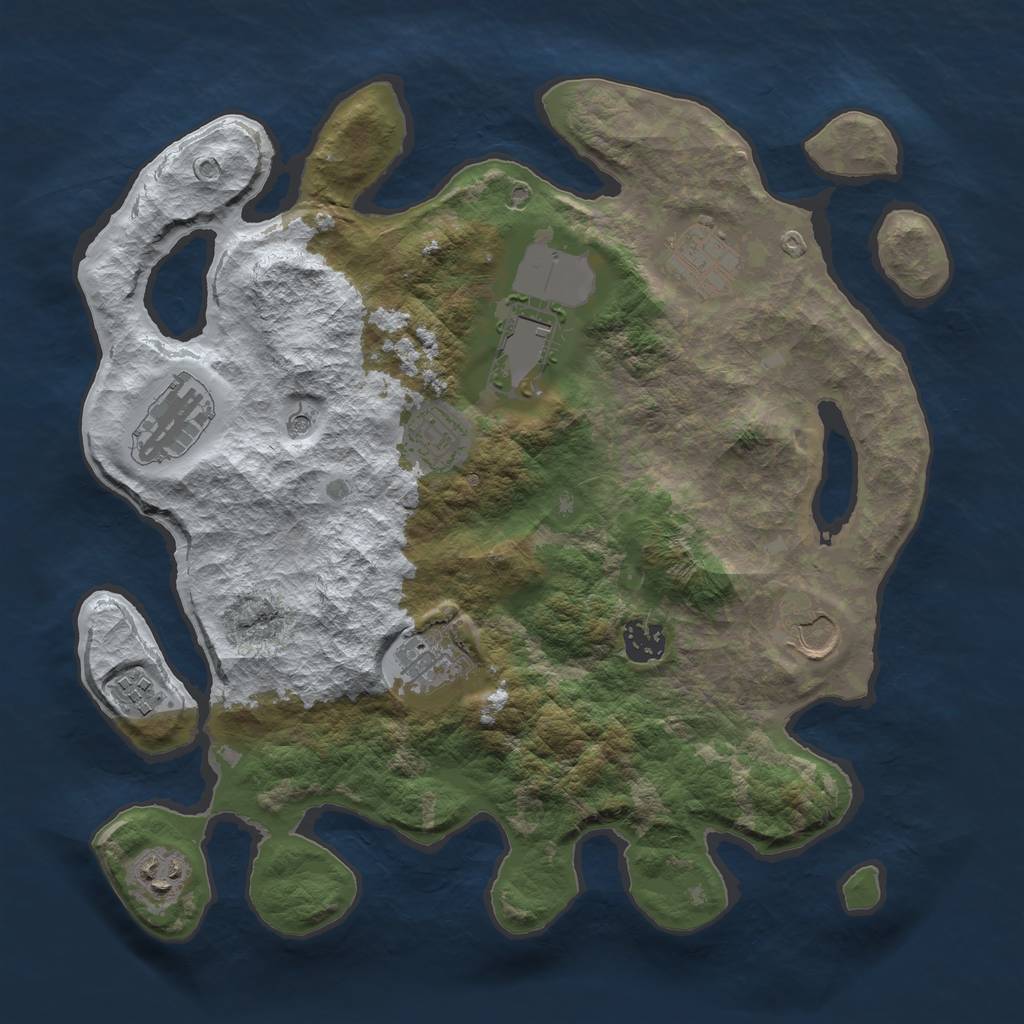 Rust Map: Barren, Size: 3500, Seed: 2022, 12 Monuments