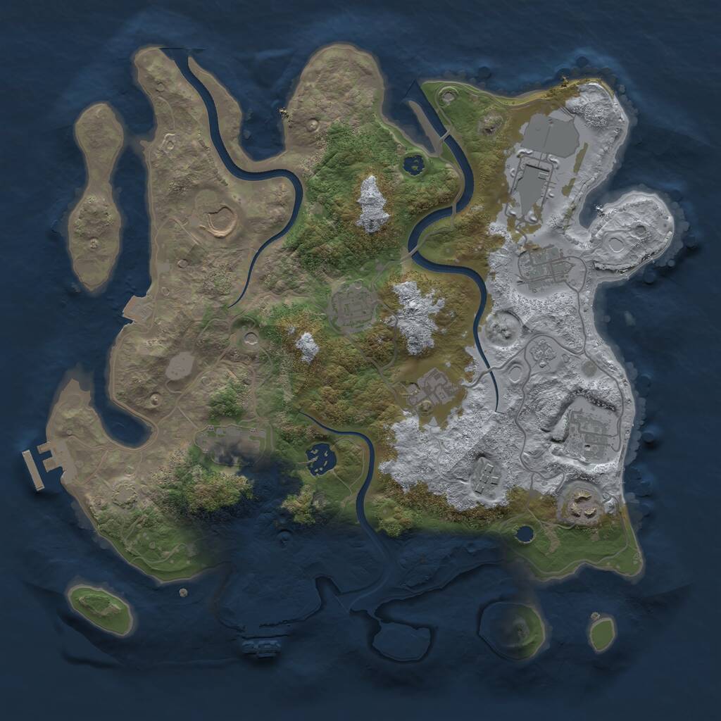 Rust Map: Procedural Map, Size: 3500, Seed: 23522, 16 Monuments