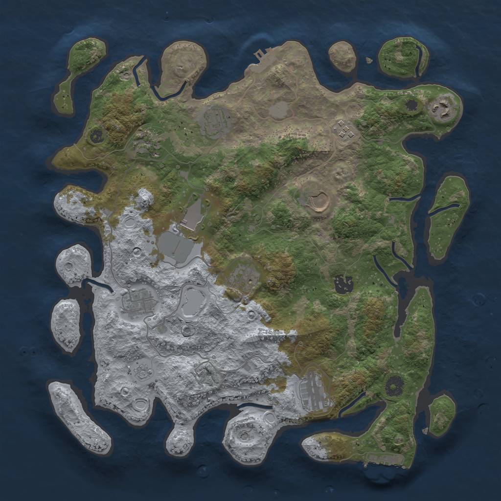 Rust Map: Procedural Map, Size: 3750, Seed: 436363325, 17 Monuments