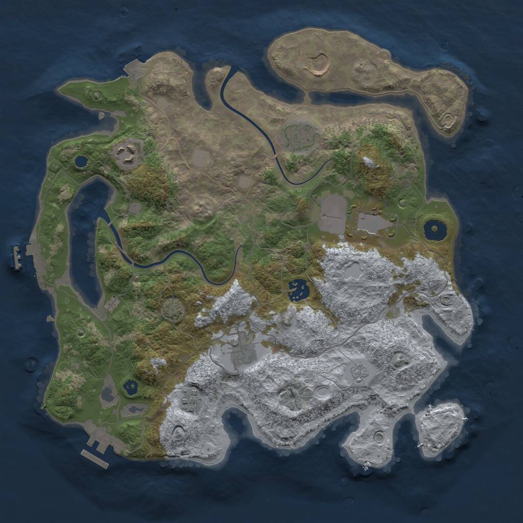 Rust Map: Procedural Map, Size: 3500, Seed: 550998760, 12 Monuments
