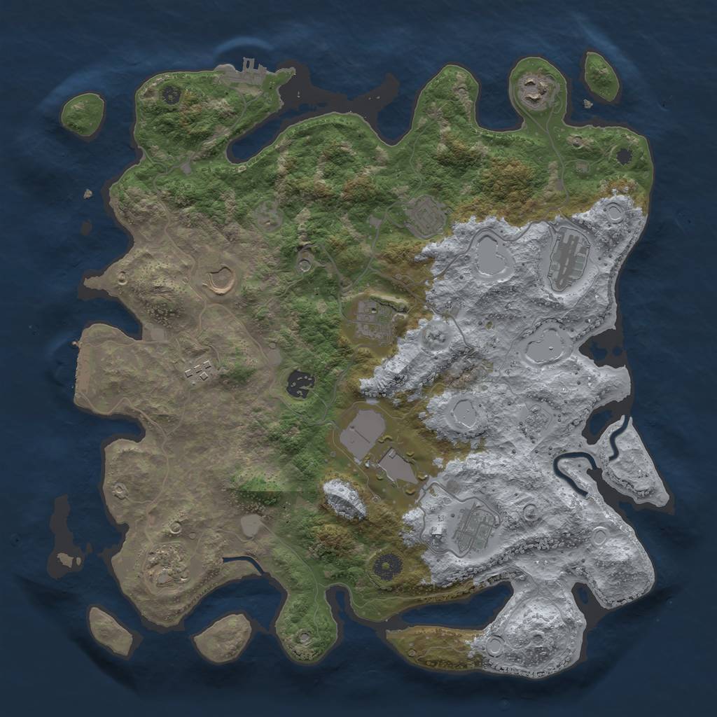 Rust Map: Procedural Map, Size: 3900, Seed: 78559685, 17 Monuments