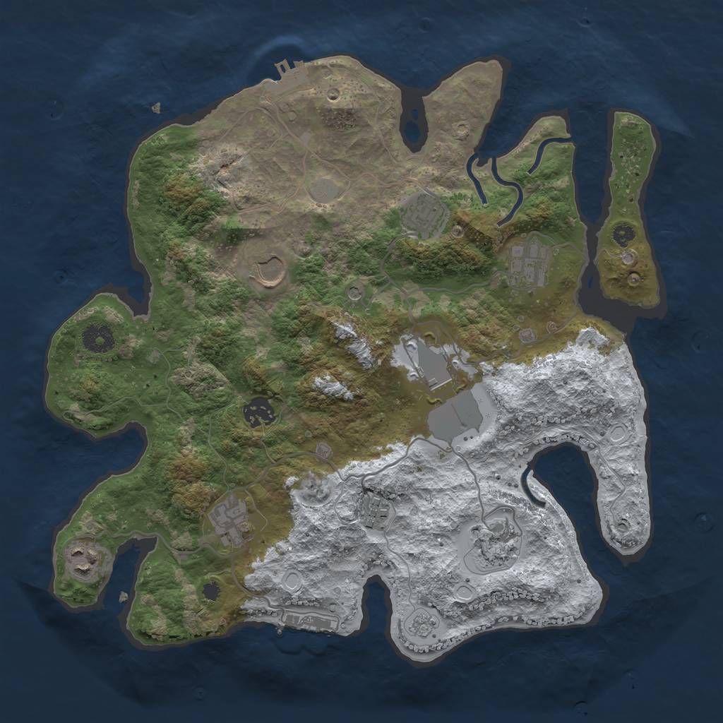 Rust Map: Procedural Map, Size: 3500, Seed: 118403304, 18 Monuments