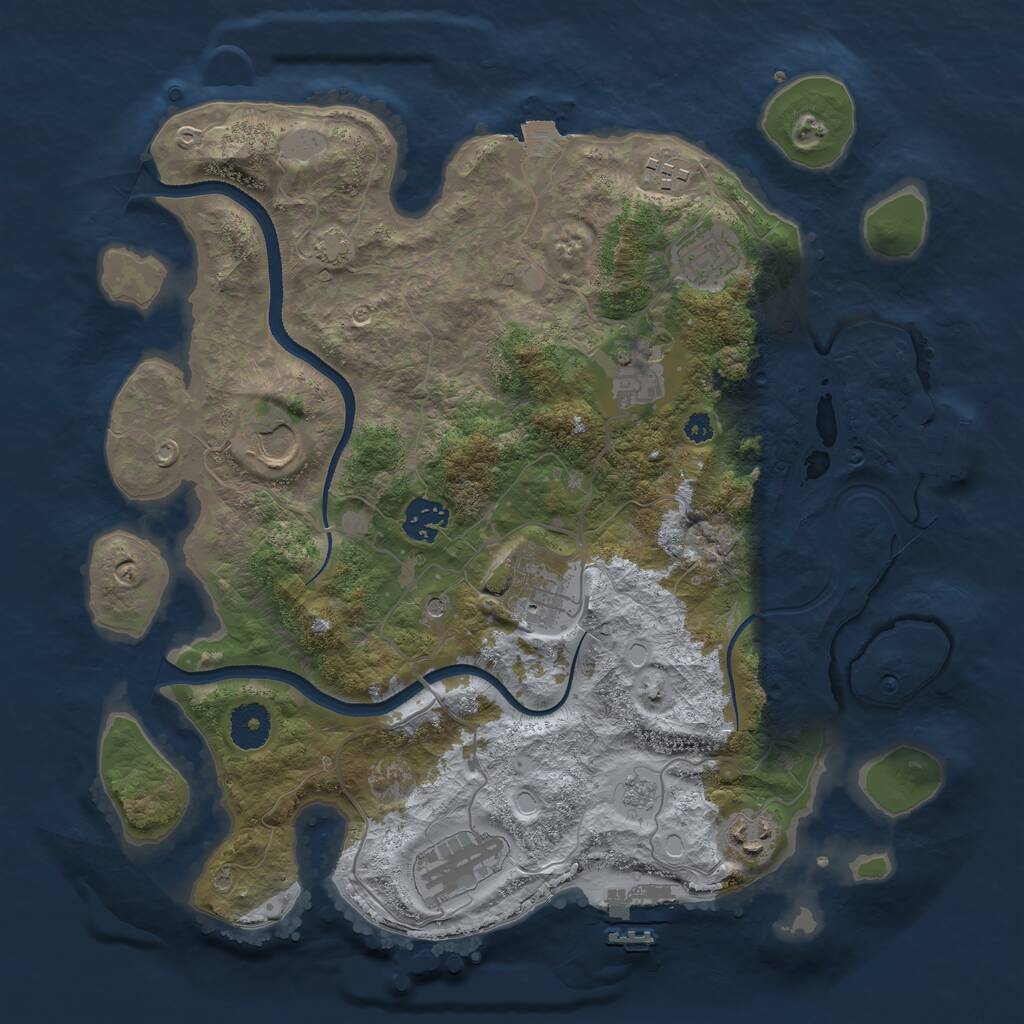 Rust Map: Procedural Map, Size: 3500, Seed: 519060069, 14 Monuments