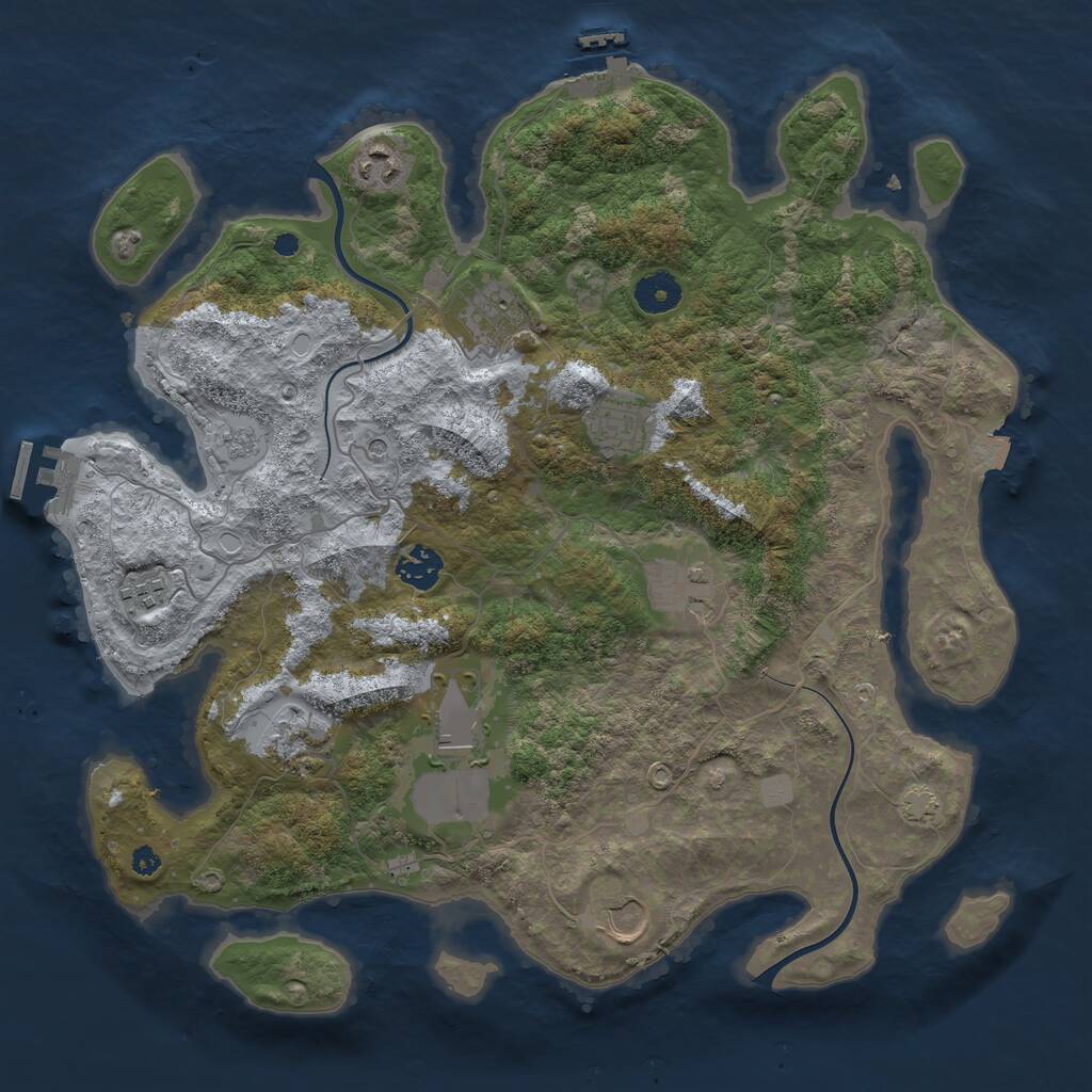 Rust Map: Procedural Map, Size: 3750, Seed: 1759544556, 15 Monuments