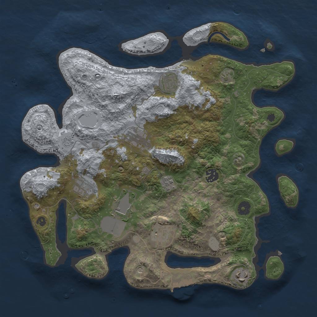 Rust Map: Procedural Map, Size: 3500, Seed: 25364878, 14 Monuments
