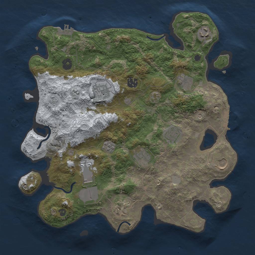 Rust Map: Procedural Map, Size: 3500, Seed: 2100035763, 19 Monuments