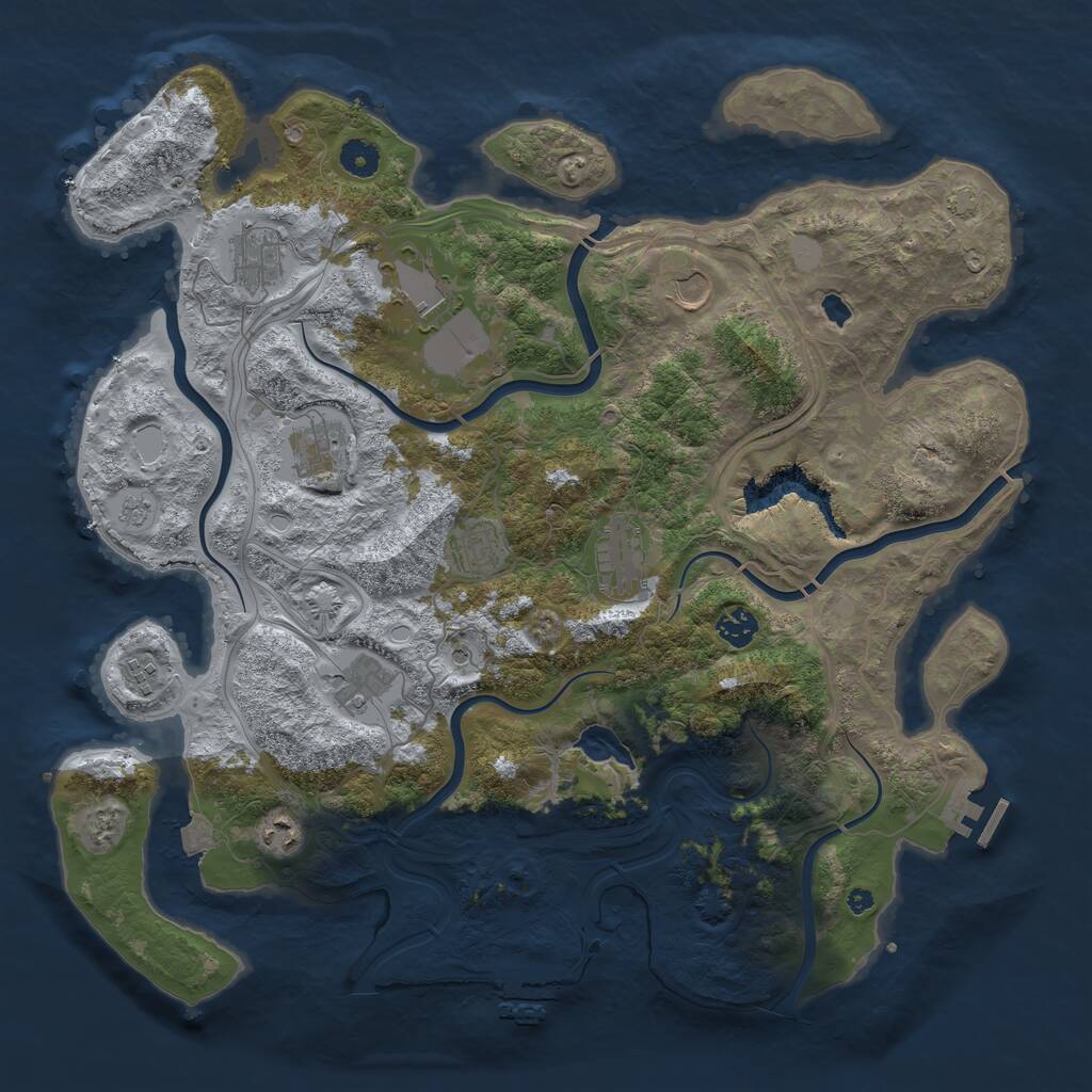 Rust Map: Procedural Map, Size: 4250, Seed: 698008, 16 Monuments