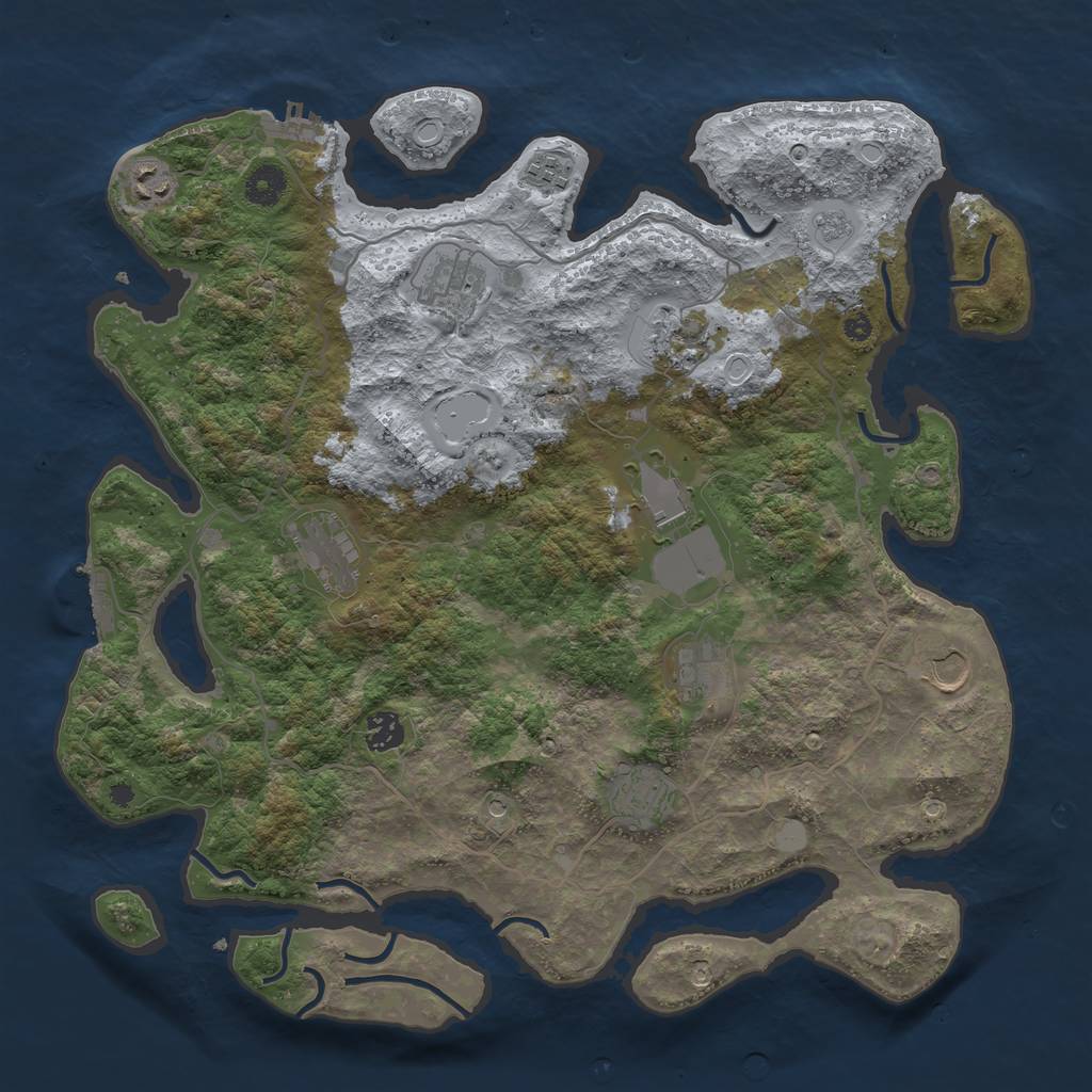 Rust Map: Procedural Map, Size: 4000, Seed: 1013351827, 17 Monuments
