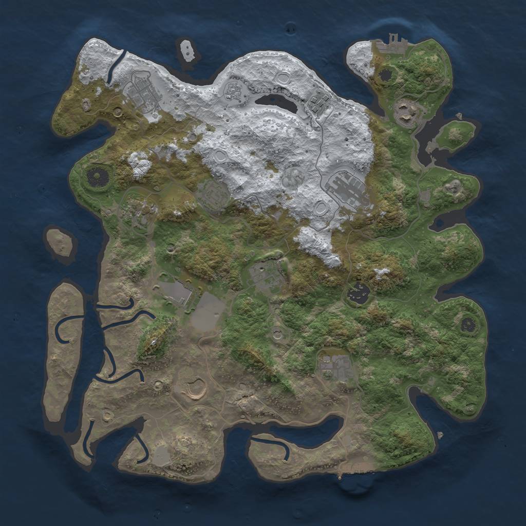 Rust Map: Procedural Map, Size: 3700, Seed: 620903925, 20 Monuments