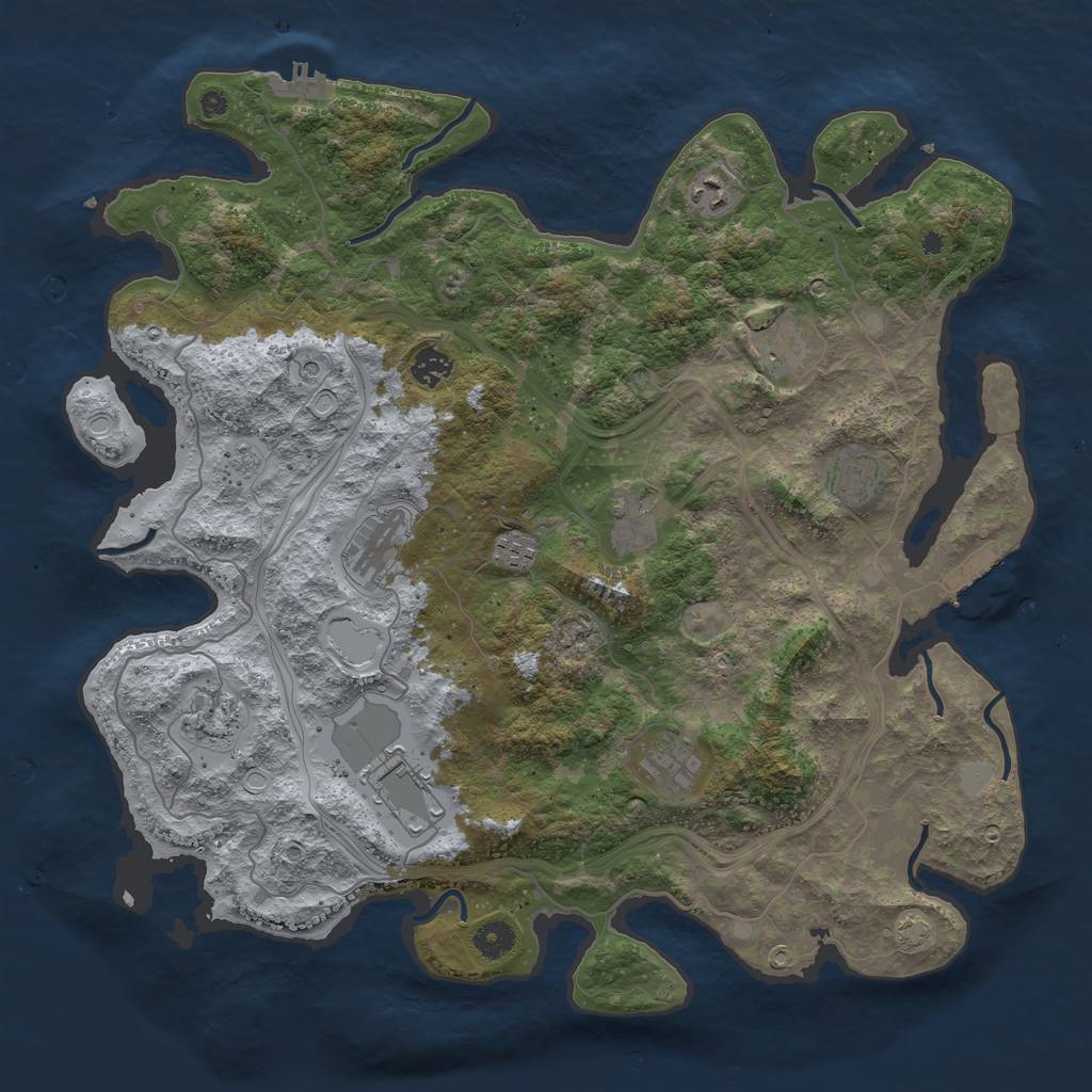 Rust Map: Procedural Map, Size: 4250, Seed: 476050038, 18 Monuments