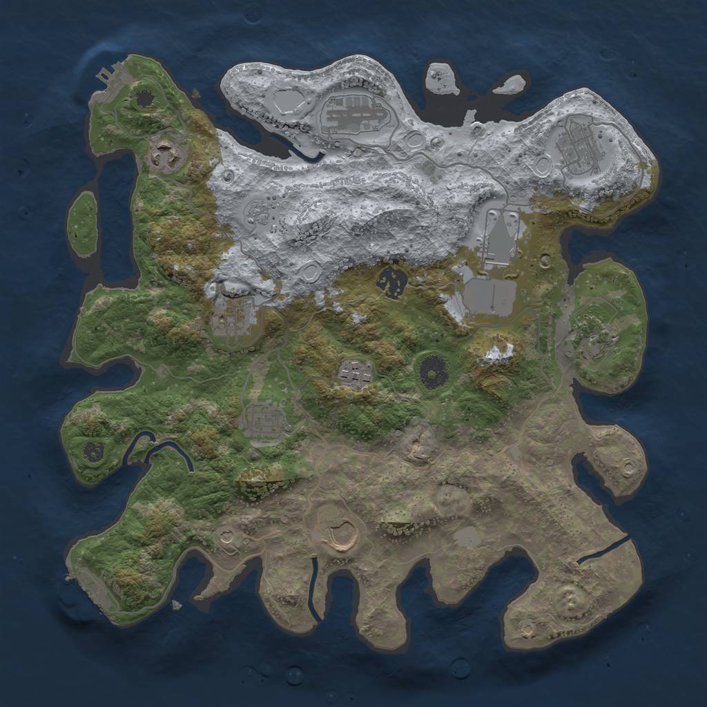 Rust Map: Procedural Map, Size: 3500, Seed: 70123, 17 Monuments