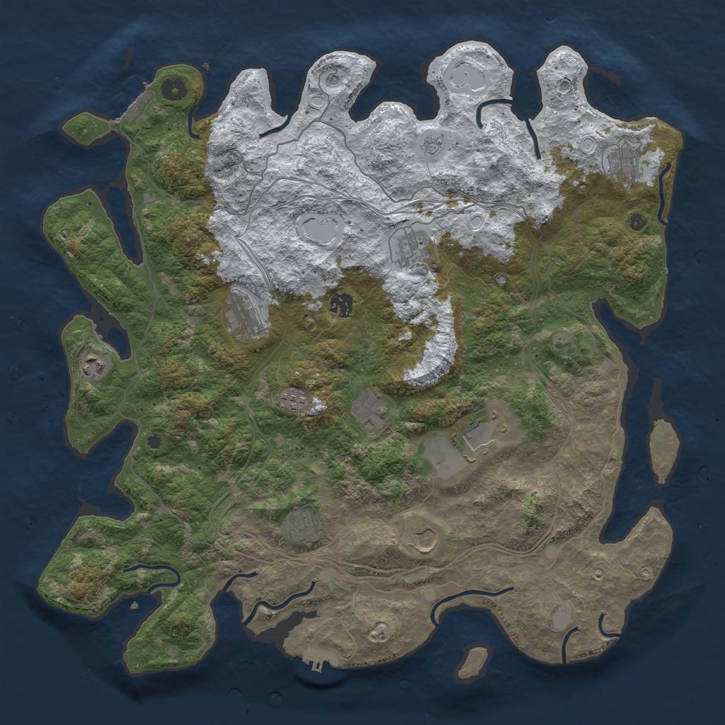 Rust Map: Procedural Map, Size: 4500, Seed: 1840983816, 19 Monuments