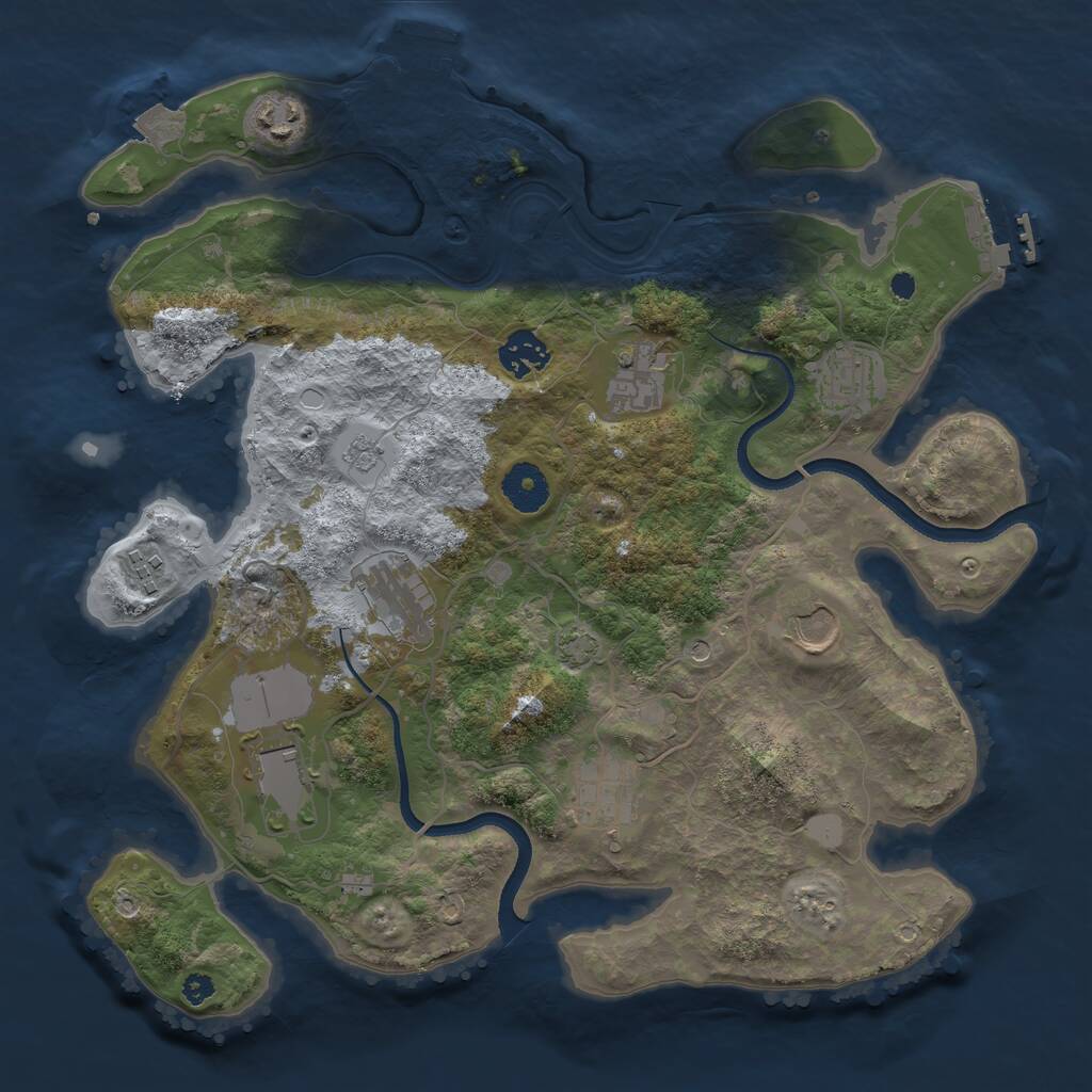 Rust Map: Procedural Map, Size: 3500, Seed: 61092940, 15 Monuments